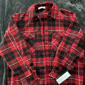 Goodnight Macaroon Plaid Oversized Shirt Jacket